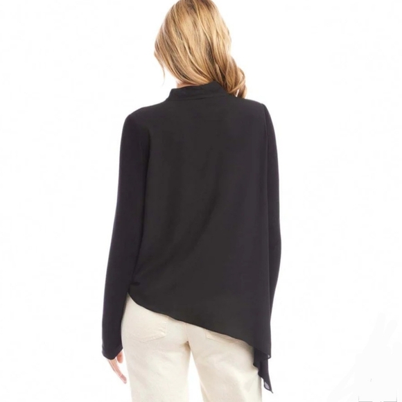 KAREN KANE Contrast Double Layer Wrap Top In Black Size Small - Picture 3 of 14